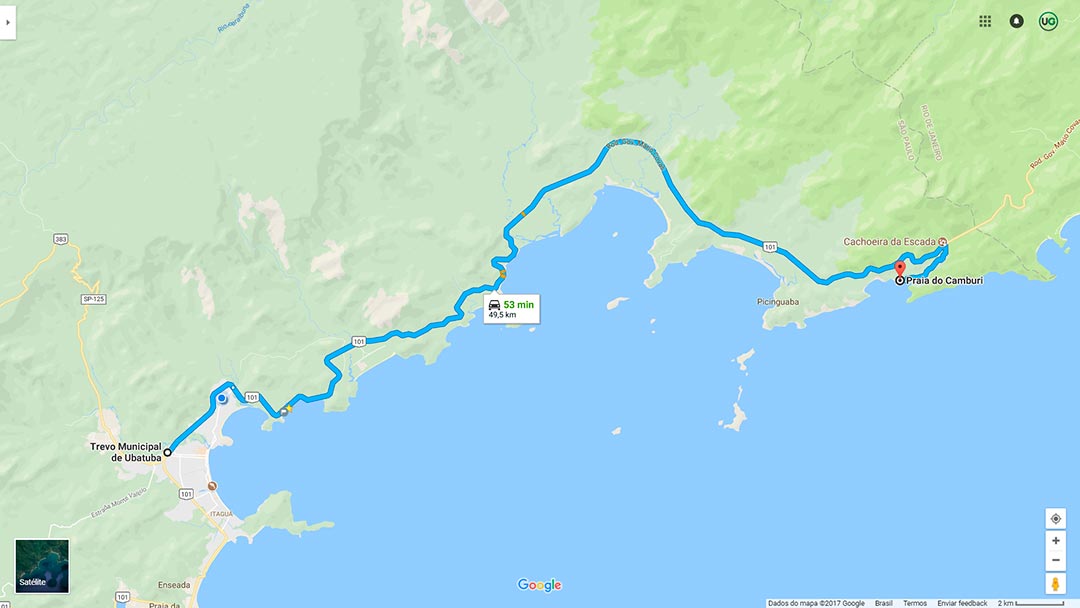 Praia do Camburi Ubatuba mapa