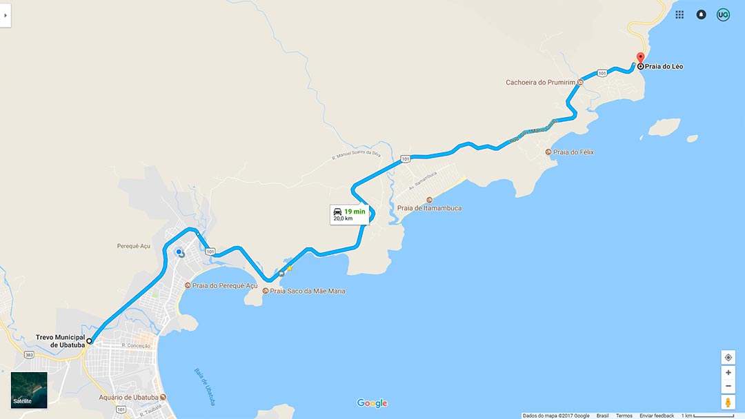 Praia do Léo Ubatuba mapa