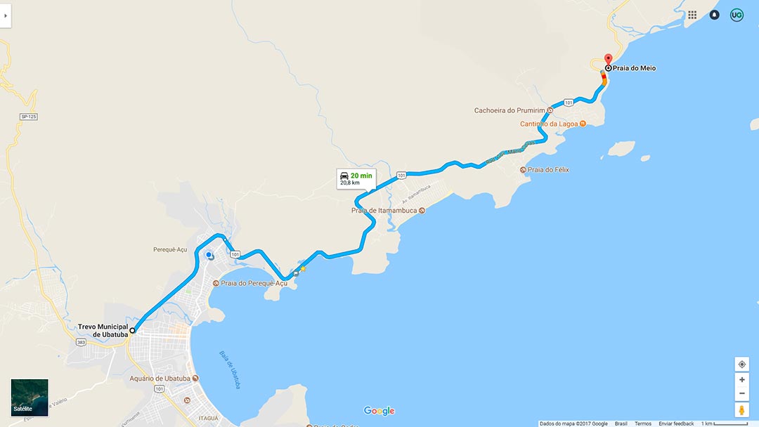 Praia do Meio Ubatuba mapa