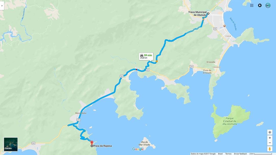 Praia da Raposa Ubatuba mapa