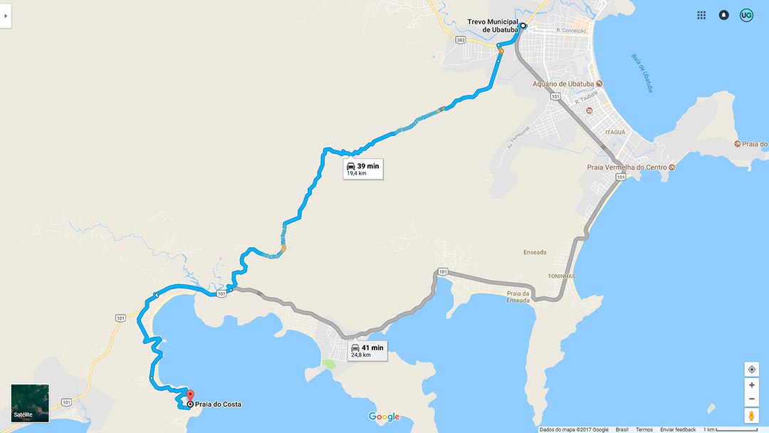 Praia do Costa Ubatuba mapa