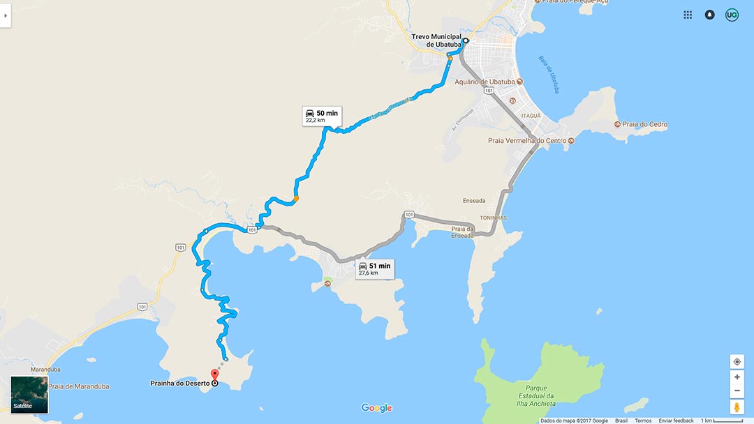 Prainha do Deserto Ubatuba mapa