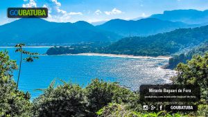 Vista da Praia Vermelha do Centro a partir do Mirante Baguari de Fora. A Praia Grande e Toninhas ficam mais a esquerda.